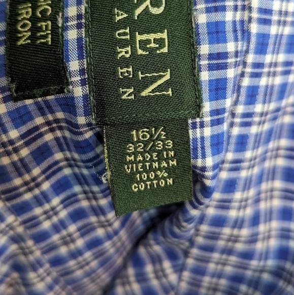 Lauren Ralph Lauren Men's Classic Fit Non Iron Button Down Sz 16.5 Neck - Picture 11 of 12